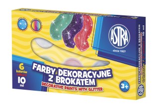 Farby dekoracyjne z brokatem 6 kolorów Astra 301116001