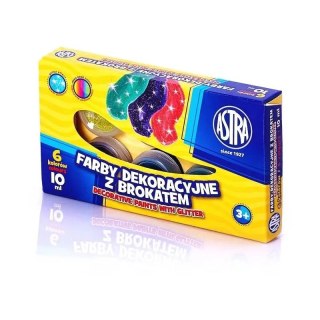 Farby dekoracyjne z brokatem 6 kolorów Astra 301116001