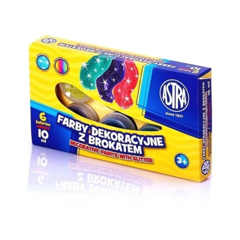 Farby dekoracyjne z brokatem 6 kolorów Astra 301116001