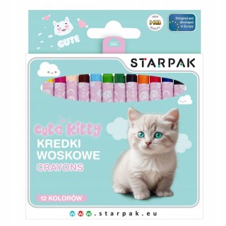 Kredki woskowe 12 kolorów Cuties Kitty STARPAK