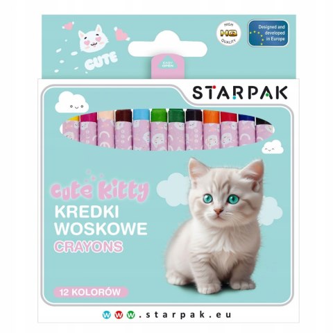 Kredki woskowe 12 kolorów Cuties Kitty STARPAK