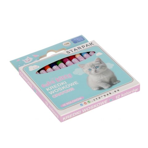 Kredki woskowe 12 kolorów Cuties Kitty STARPAK