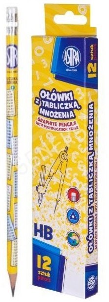 Ołówek z tabliczką mnożenia i gumką