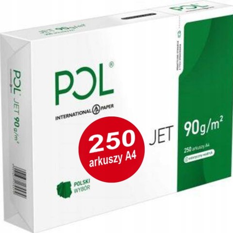 Papier biurowy ksero PolJet A4 90g klasa A do drukarki ryza 250 arkuszy