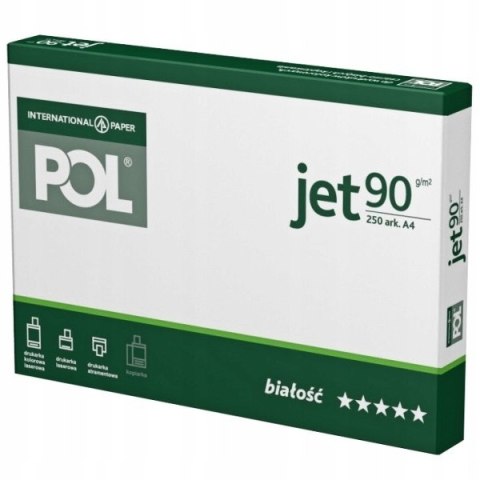 Papier biurowy ksero PolJet A4 90g klasa A do drukarki ryza 250 arkuszy